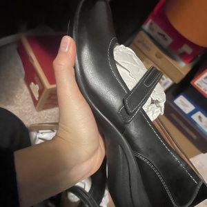 Black Leather Mary Jane